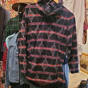 Fleece Geometric Patterned Hoodie, M, Powder River Outfitters